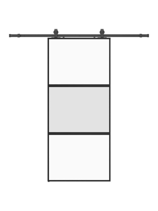 liukuovi laitteistosarjalla musta 90x205 cm karkaistu lasi
