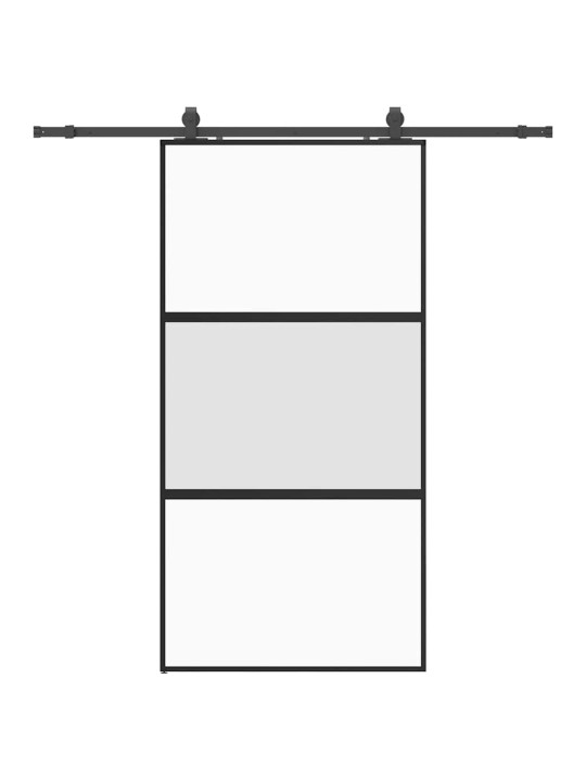liukuovi laitteistosarjalla musta 102,5x205 cm karkaistu lasi
