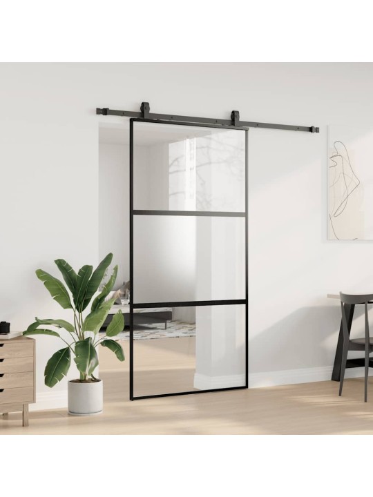 liukuovi laitteistosarjalla musta 102,5x205 cm karkaistu lasi
