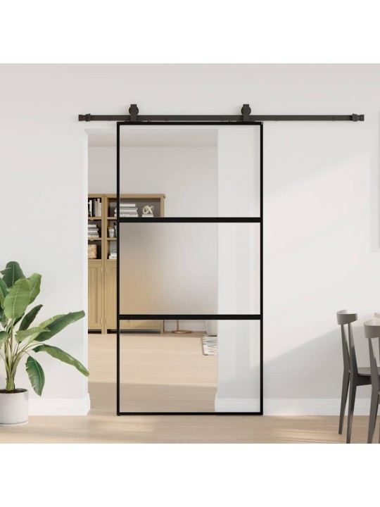 liukuovi laitteistosarjalla musta 102,5x205 cm karkaistu lasi