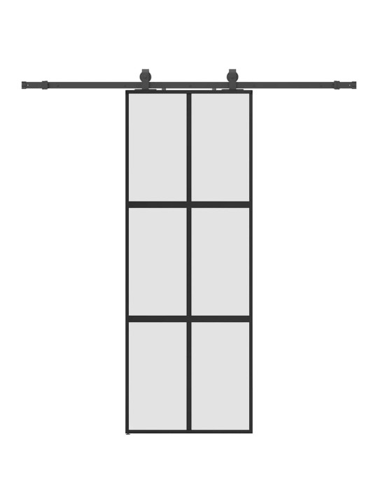 liukuovi laitteistosarjalla musta 76x205 cm karkaistu lasi