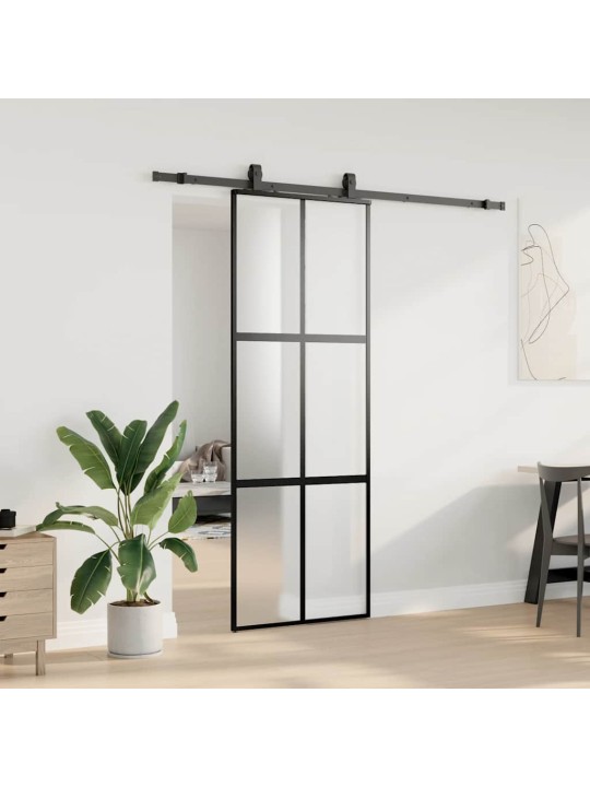 liukuovi laitteistosarjalla musta 76x205 cm karkaistu lasi