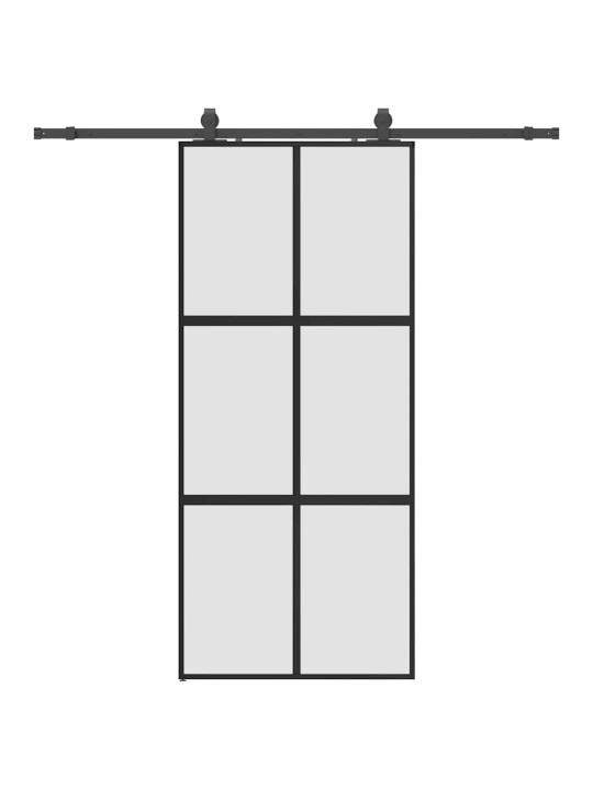 liukuovi laitteistosarjalla musta 90x205 cm karkaistu lasi