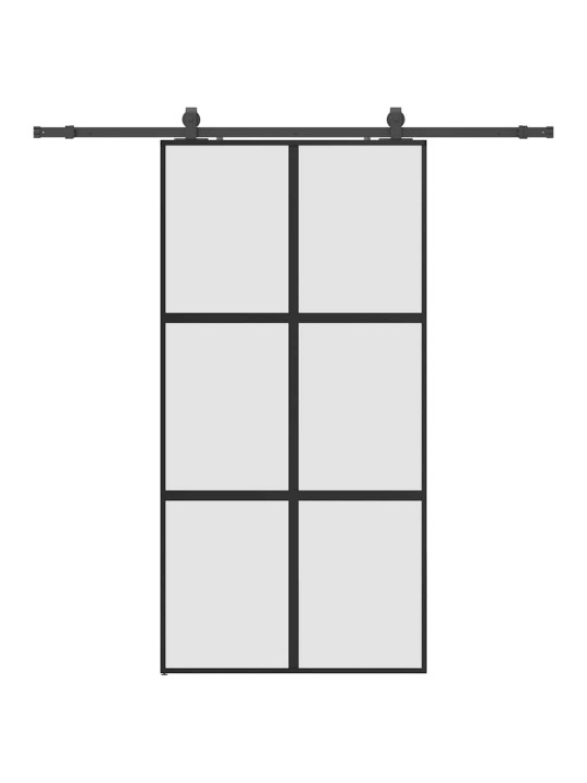 liukuovi laitteistosarjalla musta 102,5x205 cm karkaistu lasi