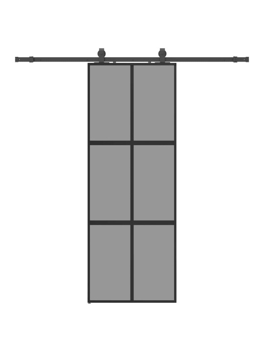 liukuovi laitteistosarjalla musta 76x205 cm karkaistu lasi