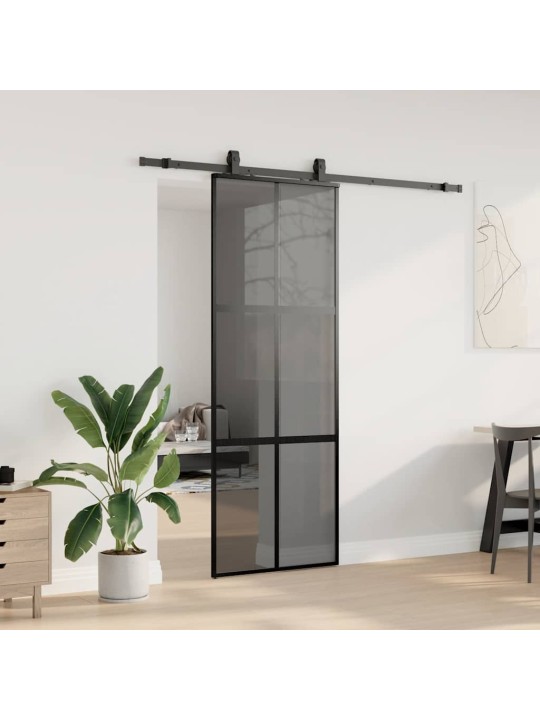 liukuovi laitteistosarjalla musta 76x205 cm karkaistu lasi