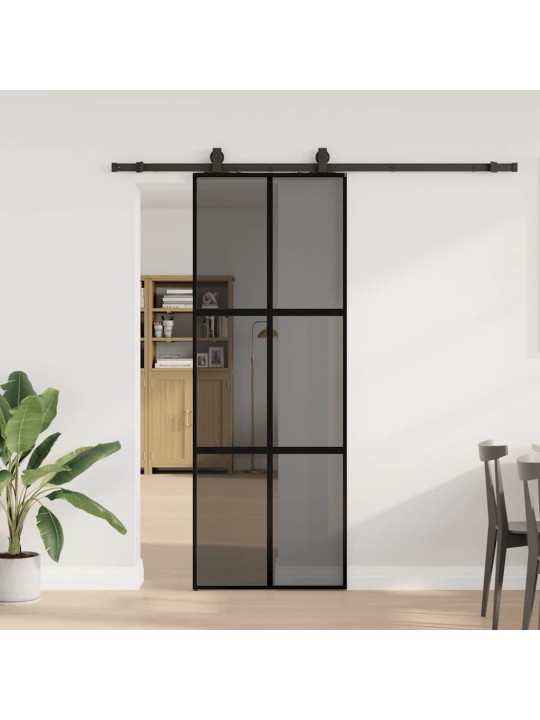 liukuovi laitteistosarjalla musta 76x205 cm karkaistu lasi