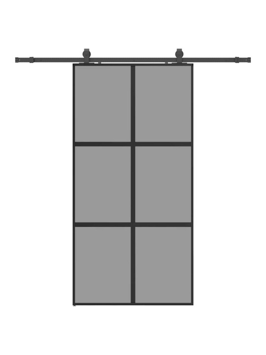 liukuovi laitteistosarjalla musta 102,5x205 cm karkaistu lasi