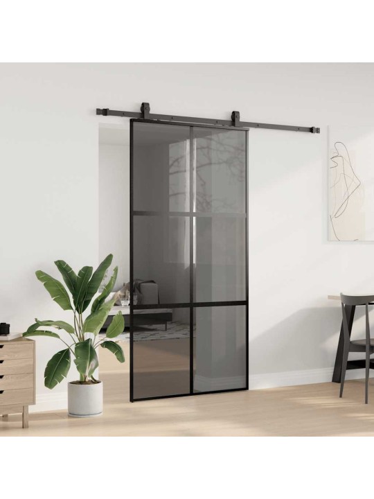 liukuovi laitteistosarjalla musta 102,5x205 cm karkaistu lasi
