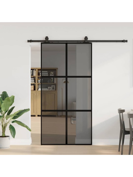 liukuovi laitteistosarjalla musta 102,5x205 cm karkaistu lasi
