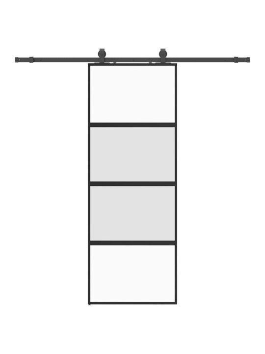 liukuovi laitteistosarjalla musta 76x205 cm karkaistu lasi