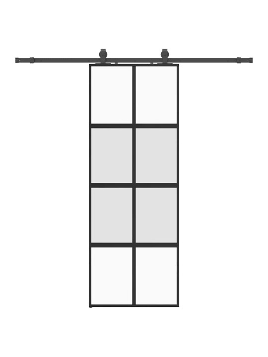 liukuovi laitteistosarjalla musta 76x205 cm karkaistu lasi