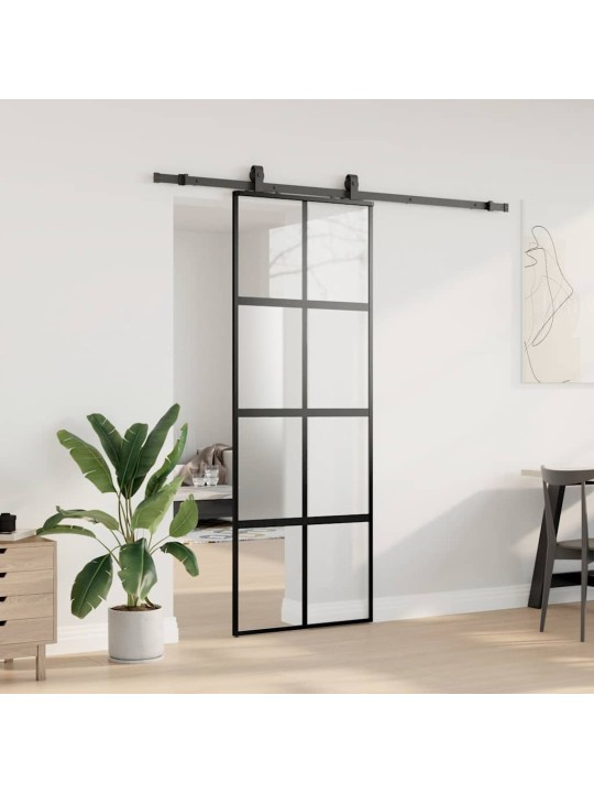 liukuovi laitteistosarjalla musta 76x205 cm karkaistu lasi
