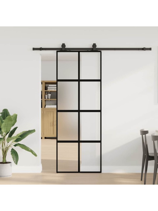 liukuovi laitteistosarjalla musta 76x205 cm karkaistu lasi