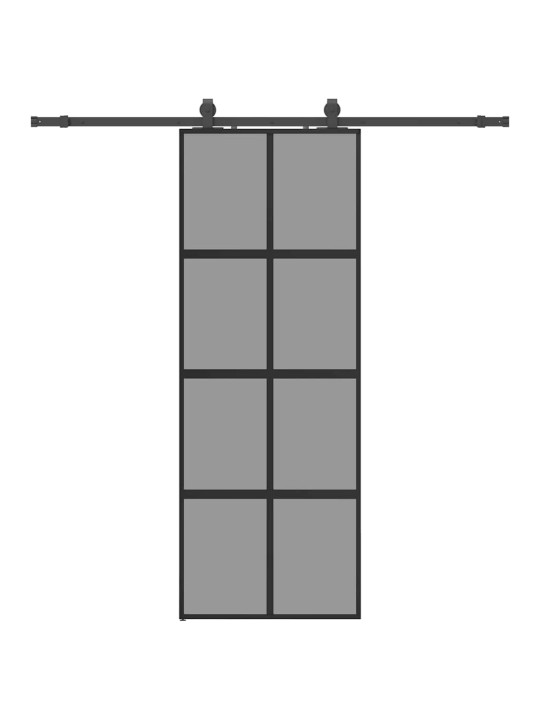 liukuovi laitteistosarjalla musta 76x205 cm karkaistu lasi