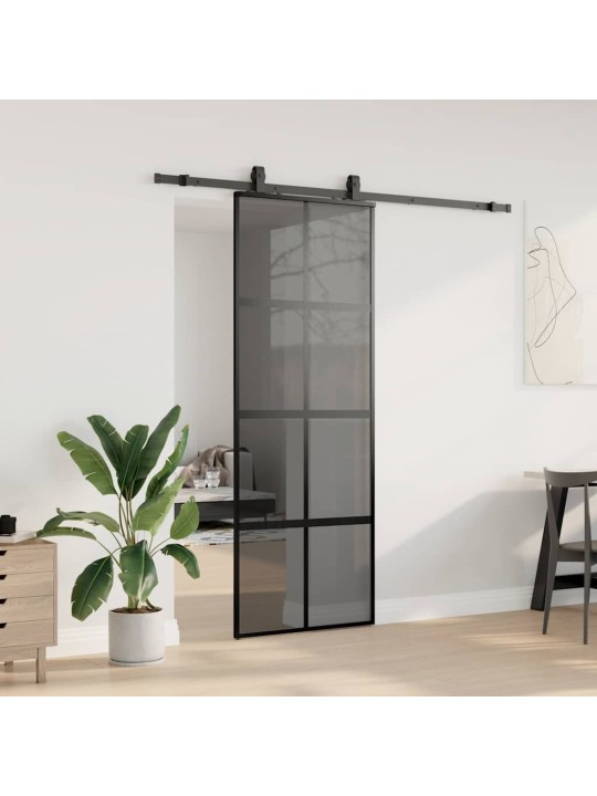 liukuovi laitteistosarjalla musta 76x205 cm karkaistu lasi
