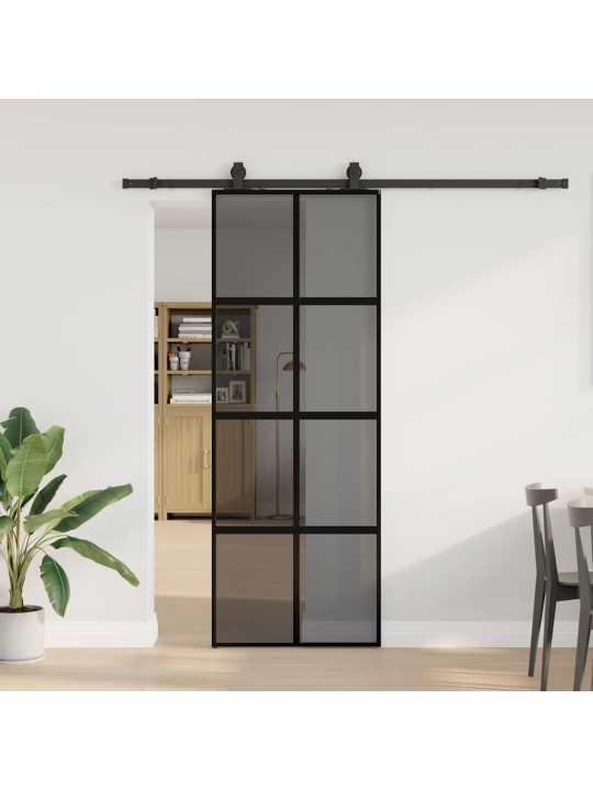 liukuovi laitteistosarjalla musta 76x205 cm karkaistu lasi