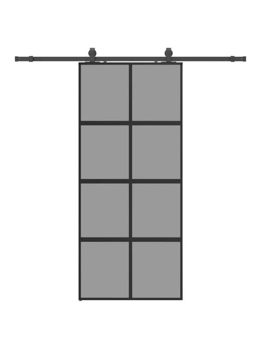 liukuovi laitteistosarjalla musta 90x205 cm karkaistu lasi