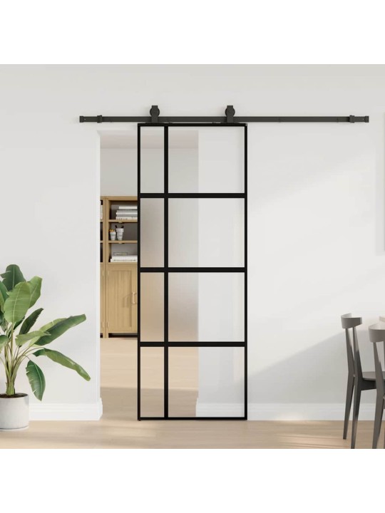 liukuovi laitteistosarjalla musta 76x205 cm karkaistu lasi