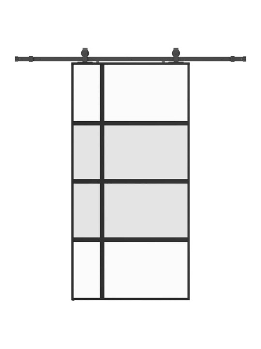 liukuovi laitteistosarjalla musta 102,5x205 cm karkaistu lasi