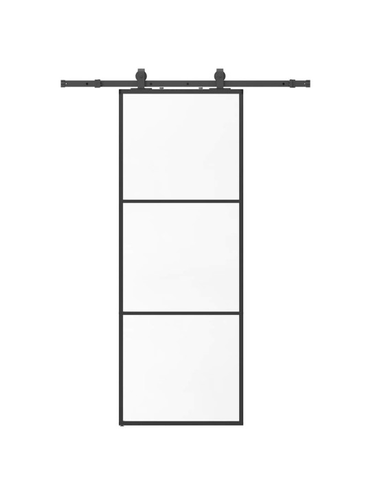 Liukuovi asennustarvikkeilla musta 76x205 cm ESG lasi