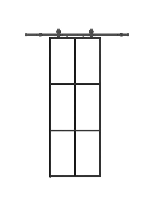 Liukuovi asennustarvikkeilla musta 76x205 cm ESG lasi