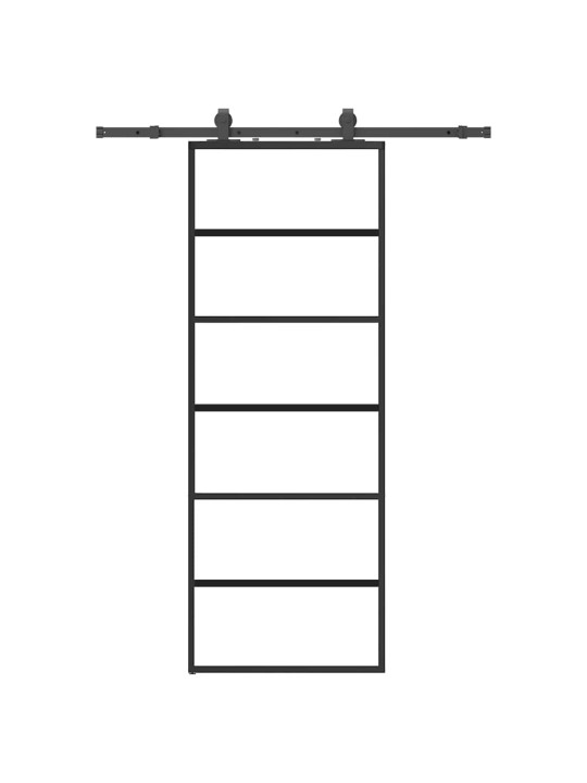 Liukuovi asennustarvikkeilla musta 76x205 cm ESG lasi