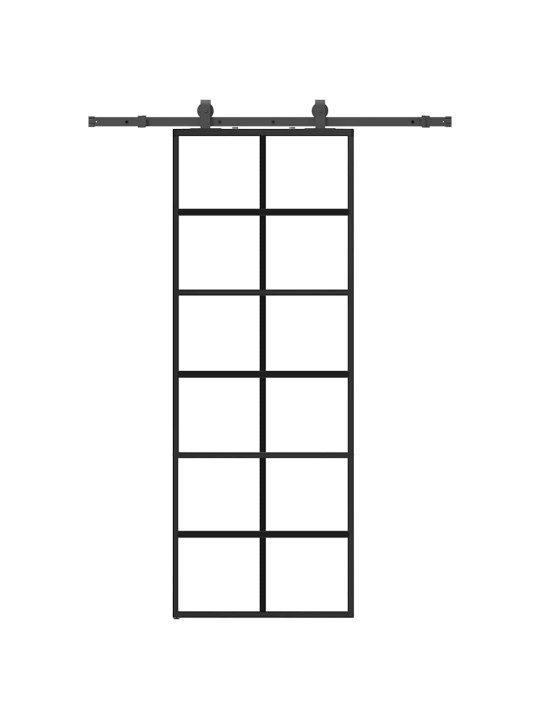Liukuovi asennustarvikkeilla musta 76x205 cm ESG lasi