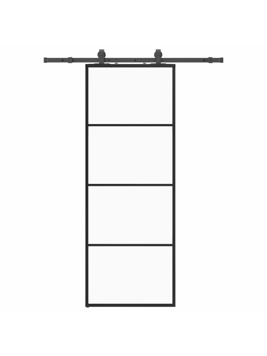 Liukuovi asennustarvikkeilla musta 76x205 cm ESG lasi