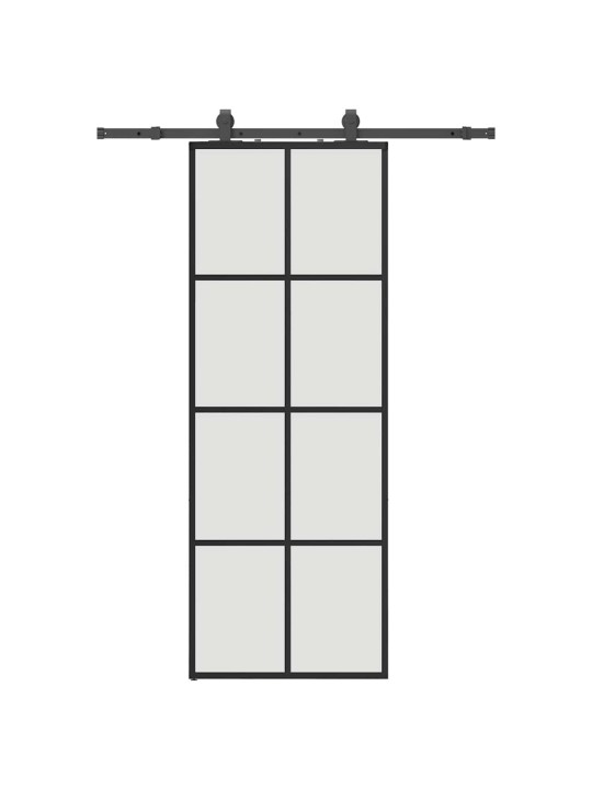 Liukuovi asennustarvikkeilla musta 76x205 cm ESG lasi