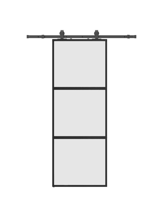 liukuovi laitteistosarjalla musta 76x205 cm karkaistu lasi