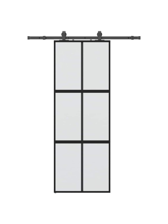 liukuovi laitteistosarjalla musta 76x205 cm karkaistu lasi