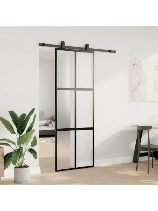liukuovi laitteistosarjalla musta 76x205 cm karkaistu lasi