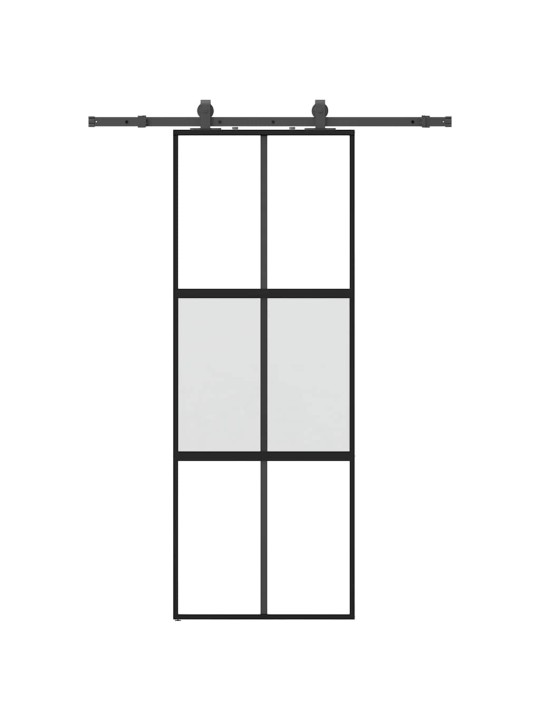 liukuovi laitteistosarjalla musta 76x205 cm karkaistu lasi