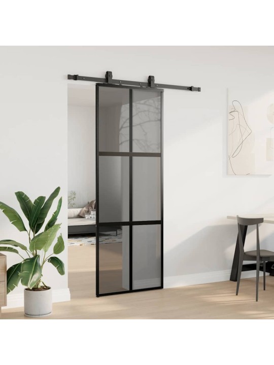 liukuovi laitteistosarjalla musta 76x205 cm karkaistu lasi