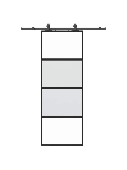 liukuovi laitteistosarjalla musta 76x205 cm karkaistu lasi
