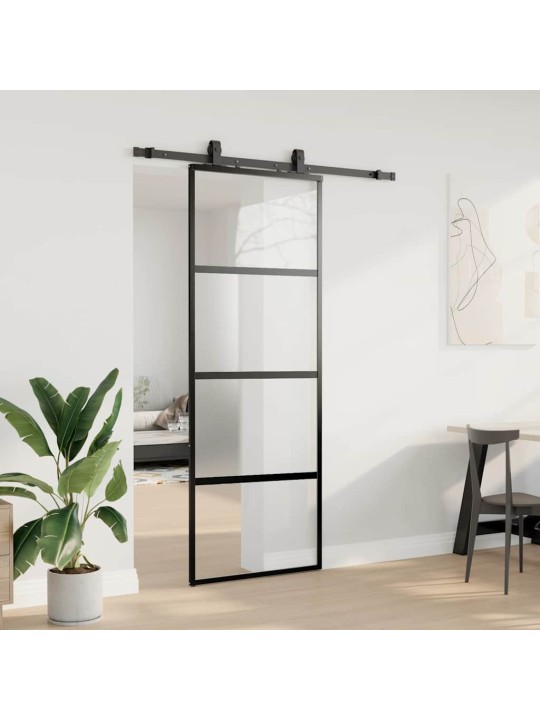 liukuovi laitteistosarjalla musta 76x205 cm karkaistu lasi