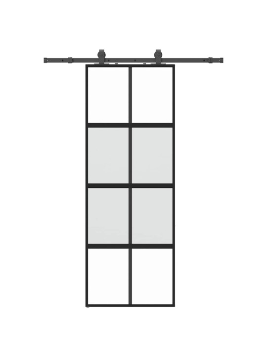 liukuovi laitteistosarjalla musta 76x205 cm karkaistu lasi