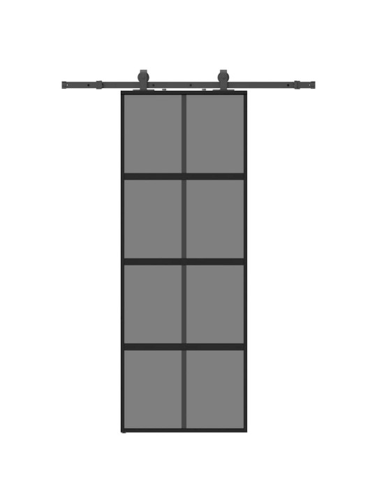 liukuovi laitteistosarjalla musta 76x205 cm karkaistu lasi