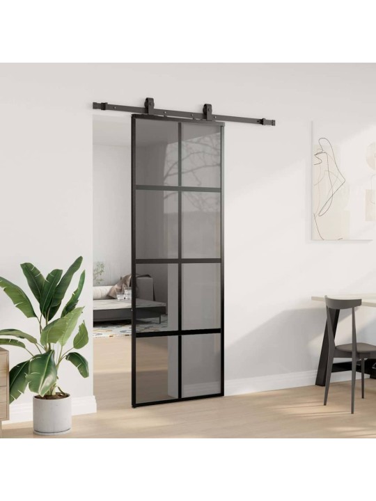 liukuovi laitteistosarjalla musta 76x205 cm karkaistu lasi