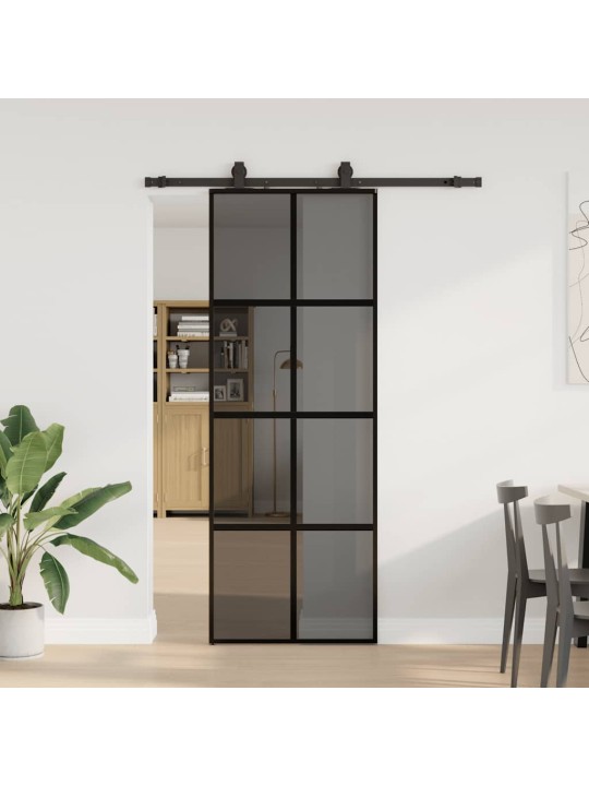 liukuovi laitteistosarjalla musta 76x205 cm karkaistu lasi