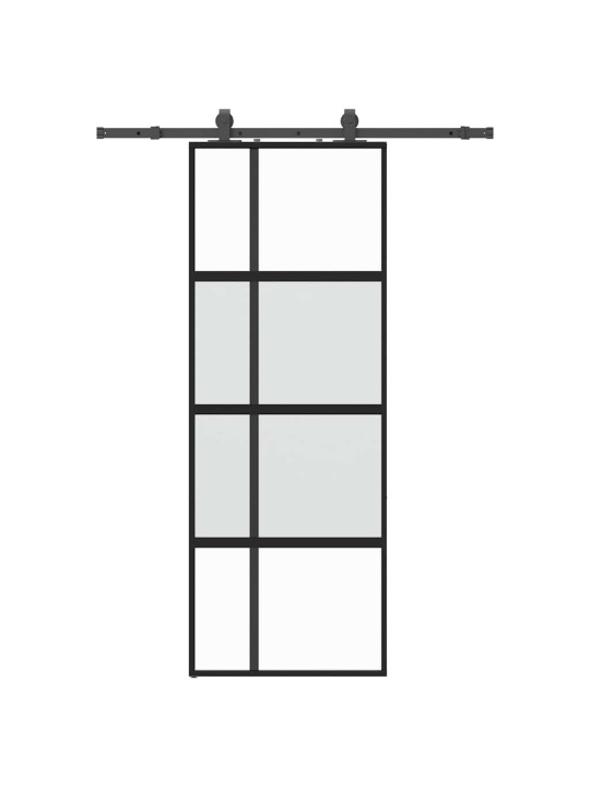 liukuovi laitteistosarjalla musta 76x205 cm karkaistu lasi