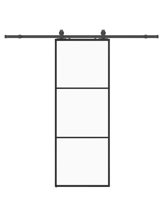 Liukuovi asennustarvikkeilla musta 76x205 cm ESG lasi
