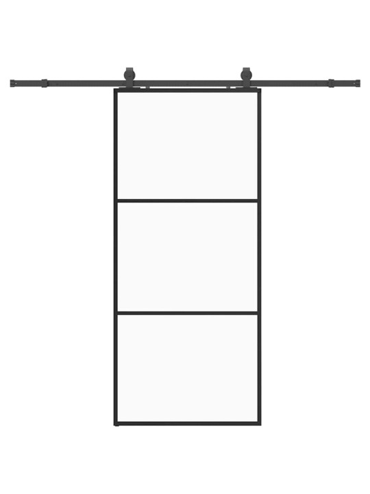 Liukuovi asennustarvikkeilla musta 90x205 cm ESG lasi