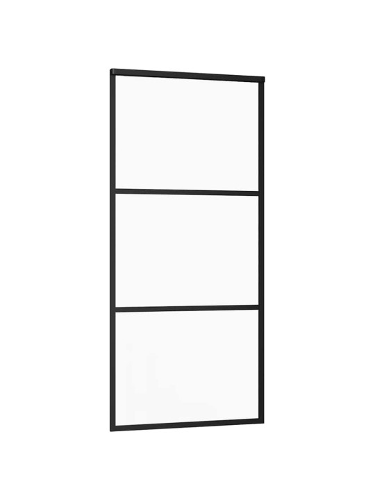 Liukuovi asennustarvikkeilla musta 90x205 cm ESG lasi