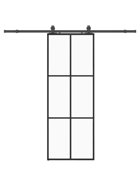 Liukuovi asennustarvikkeilla musta 76x205 cm ESG lasi