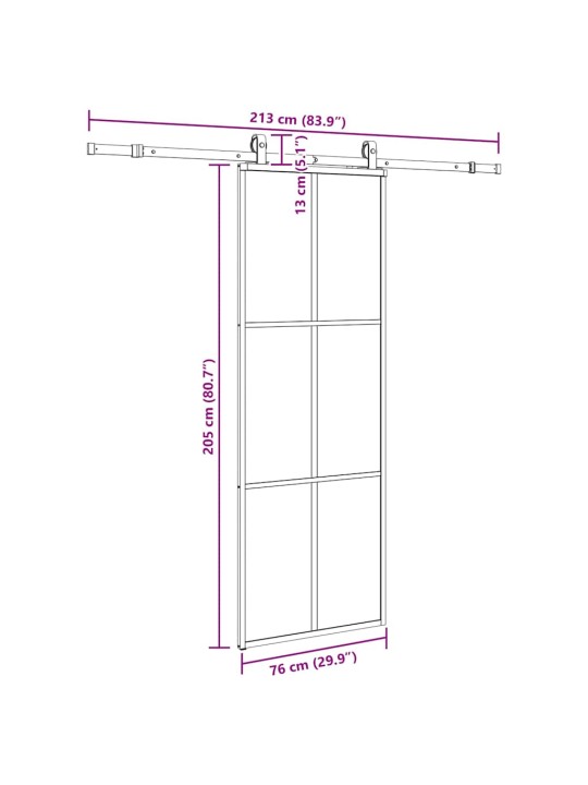Liukuovi asennustarvikkeilla musta 76x205 cm ESG lasi