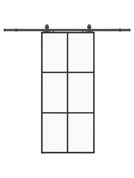 Liukuovi asennustarvikkeilla musta 90x205 cm ESG lasi