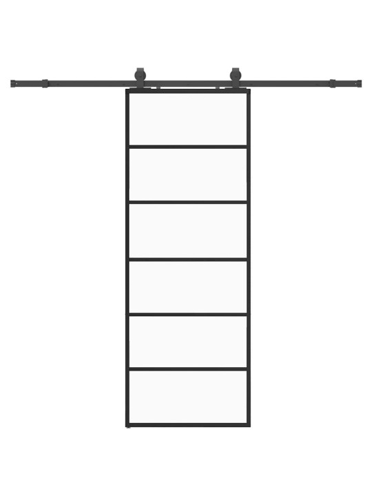 Liukuovi asennustarvikkeilla musta 76x205 cm ESG lasi