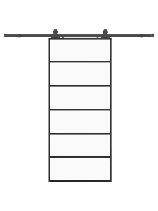 Liukuovi asennustarvikkeilla musta 90x205 cm ESG lasi